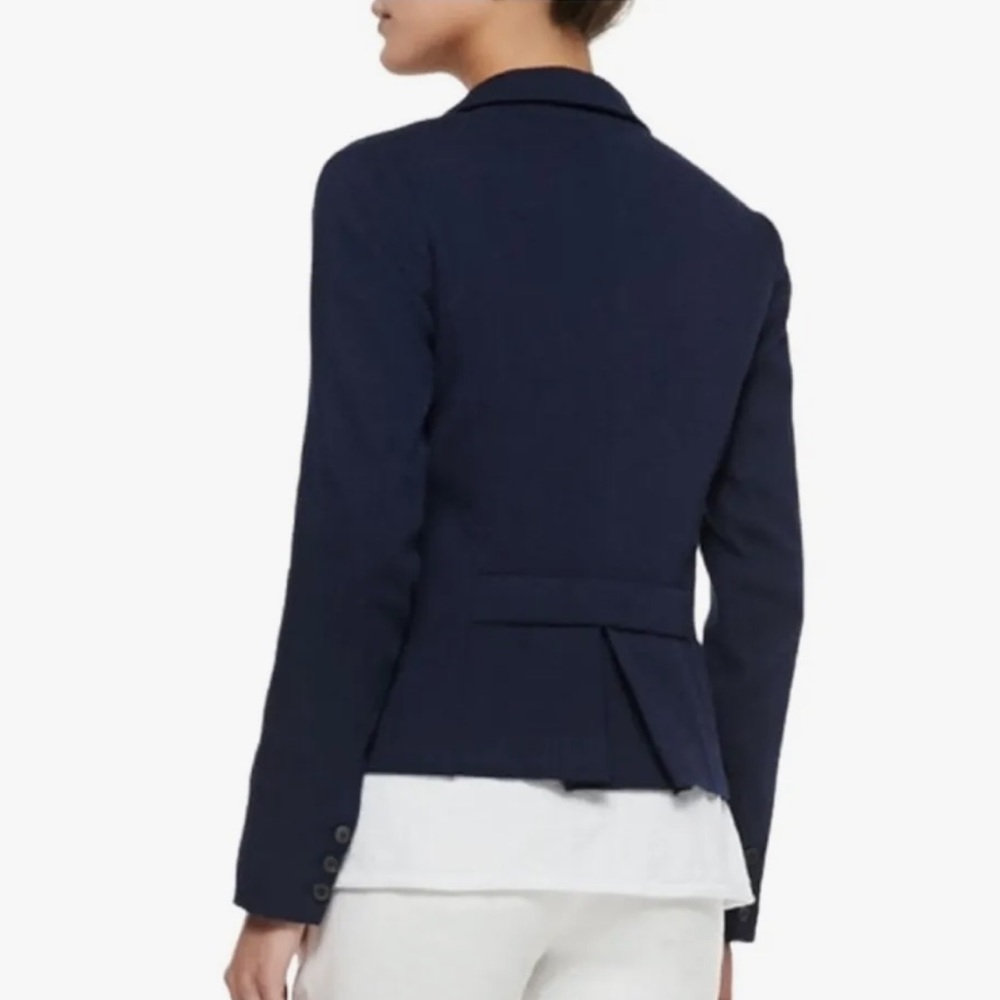 VINCE Navy Blue Cotton Stretch Textured Blazer Jacket 8 NWT - Picture 2 of 12